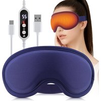 Augenmassagegerät mit Wärme, 5 Wärmestufen 35-55°C & 6 Vibrationsstufen, 4 Motoren, 3D-Kontur Verdunkelung, USB, Marineblau