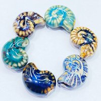 6Pcs 13 Different Colors 20MM Snail Conch Shape Ceramic Beads For Jewelry Making DIY Embossed