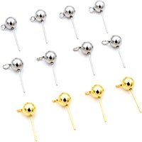 30pcs 3/4/5/6mm 316 Stainless Steel Gold Pin Findings Stud Earring Basic Pins Stoppers Connector For DIY Jewelry Making Supplies