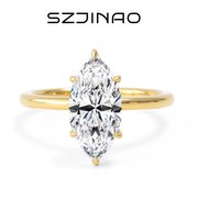 3CT Solitaire Marquise Cut Moissanite Diamond Ring 18K Gold Plated 925 Silver for Women Engagement Wedding Jewelry