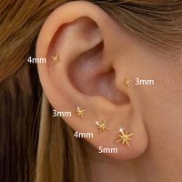 Fashion Minimalist Star Stud Earring For Women 14K Gold Plated Simple Mini Daily Temperament Star Earrings Piercing Jewelry Gift