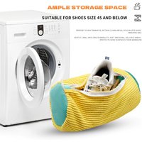 360° Fluffy Fiber Shoe Washing Bag, Reusable Polyester Laundry Bag Zipper Adjustable Strap Shoe Protector for All Shoes