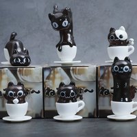 Cat Cafe Coffee Styling Blind Box Transparent Funny Posture Action Figures Model Collection Toys Desktop Decora Surprise Gifts