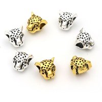 Tibetan Silver Gold Color Big Hole Leopard European Spacer Metal Loose Beads For Jewelry Making Diy Finding Needlework Wholesale