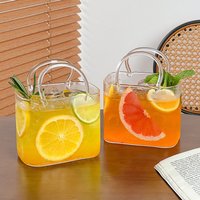 770 Ml Handbag Glass Beverage Cup Cocktail Glass Wine Cups with Straw Creative Fruit Tea Juice Mug for Home Special Drinkware