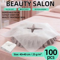 Disposable Non-Woven Massage Bed Facial Pads, Made of High-Grade Sms Non-Woven Fabric, with Cross-Hole Design, Soft White Thickened Disposable Facial Pads, Suitable for Use in Beauty Salons and