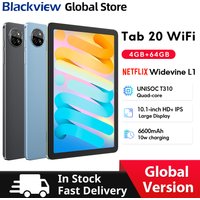 Blackview Tab 20 WIFI Tablets 10.1'' HD+ IPS Display Widevine L1 4GB 64GB Unisoc T310 Android 15 6600mAh 8MP Tablet Pad PC