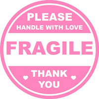 60 PCS Pink Round Do Not Crush Bend or Fold Handle with Love Labels Stickers 2 inch Fragile Stickers for Shipping and Moving