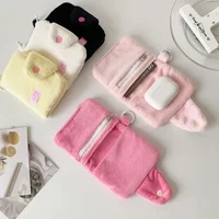Student Korean Coin Purse Coin Pouch Plush Hasp Credit Card Holder Girls Bag Pendant Keychain Headphone Data Cable Storage Bag