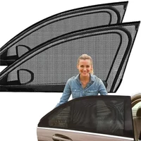 2pcs Foldable Car Rear Side Window Sunshade UV Protect Shield Mesh Prevent Mosquito Sunshine Privacy Protection Curtain