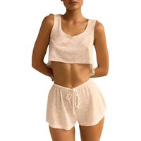 Summer European and American new soft loose vest shorts two-piece set casual and comfortable women's home clothes