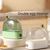 220V Portable Food Steamer Automatic Power Off Double Layer Egg Boiler Poacher Mini Breakfast Egg Machine Home Food Processor