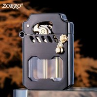 ZORRO Mecha Transparent Fuel Tank Mechanical Ejection Oil Lighter, Metal, High-Face Creative High-End Gift