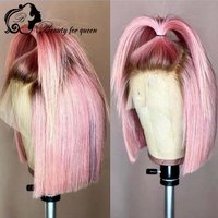 New Product Grey Pink 60 Colored HD 13x4 Lace Front Straight Wig Bob Wear And Go Human Hair Wigs Extensions Customize For Women