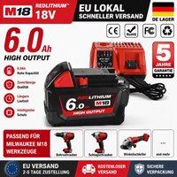 Bateria litowa 18V 6.0Ah 18650 o dużej pojemności, kompatybilna z Milwaukee M18 48-11-1860 / 48-11-1850 / 48-11-1840 – dostawa z magazynu w UE