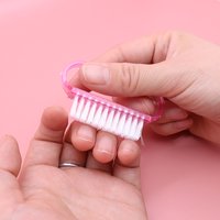U-Shaped Mini Nail Cleaning Brush Transparent Plastic Manicure Dust Cleaner Brush Soft Bristle Nail Scrub Brush for Nail Art
