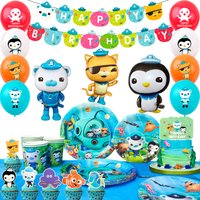 114-teiliges Octonauts Geburtstags-Dekorations- und Tischgeschirr-Set - Octonauts Teller, Becher, Banner, Luftballons usw. Octonauts Geburtstagsparty-Zubehör