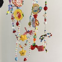 Colorful bead button star chkoer necklace for girls' parties y2k 90s jewelry