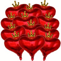 12pcs 18-inch Love Crown Aluminum Film Balloons Suitable for Proposal Engagement Adult Birthday Wedding Party Decoration
