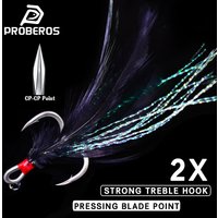 PROBEROS Dressed Triple Hook Strong Pull Lure Fishing Hook with Feathers Fishing Accessories 10pc/box Feathered Treble Hooks Set