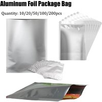 10/20/50/100/200pcs Silver Package Bag Coffee Sugar Pouches Open Tops Heat Seal Vacuum Mylar Foil Bags for Spice Powder Storage