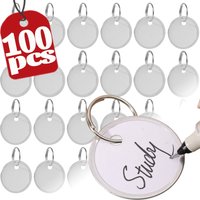 10/100pcs Blank Key Tags Keychains Writable DIY Round Labels for Keys Pet Luggage Jewelry Keychain Clasp Bag DIY Accessories