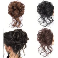 Synthetic Hair BunChignon Messy Curly Hairband Elastic Tight Bun Hairpiece Women's Hair Ring Suitable for Daily Wear and Outings