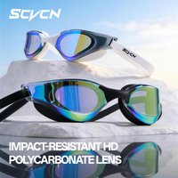 SCVCN Men Swim Eyewear Professional Female Swimming Goggles Electroplate Glasses Anti Fog UV Protection Adjustable Adult Swim
