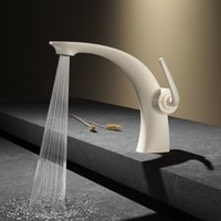 Unique Arc Curved Design Bathroom Faucet Luxury Wash Basin Mixer 2 Water Flow Modes Flip Switch Brass Body Vanity Sink Water Tap