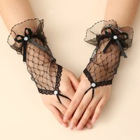 Female Fashion Ruffle Full Finger Lace Mittens Summer UV Proof Driving Gloves