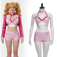 Game Princess Peach Cosplay Costume Women Pink Leather Racing Suit Sexy Top Shorts Outfits Anime Uniform Carnival Clothes