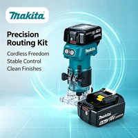 Original Makita DRT52 18V LXT Akku-Kompaktfräse Vielseitiges kabelloses Holzbearbeitungswerkzeug für Multitasking, Kantenbearbeitung, Nutenfräsen und Schlitzfräsen für Bauhandwerker und