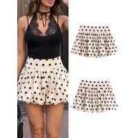 HH Women Fashion Polka Dot Print Mini Skirt Elegant High Waist Side Zipper Loose Puff Skirt 2026 Summer Sexy Party Date Wear