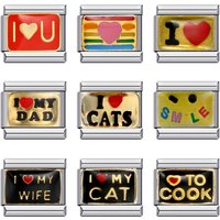 Colorful LOVE Words Rainbow Charm Italian Links Fit 9mm Bracelet Stainless Steel Women Men Jewelry DIY Making Bangle