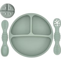Silicone Baby Sucker Silicone Dining Plate Rice Spoon Set Cute Cartoon Children Dishes Smile Face Baby Tableware Retro Kid Bowl