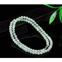 Real Natural Ice Seed Jade 5mm Bead Three Circles Bracelet Carved Charm Jadeite Jewelry Fashion Amulet Gifts Women Sweater Chain