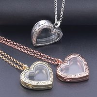 1Pc Trendy Sweet Love Glass Reliquary Photo Locket Pendant Necklaces Goth Heart Cremation Ashes Urn Relicario Collares Jewelry