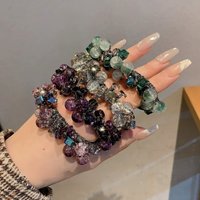 2-Pack Mixed Color Sparkling Crystal Hair Ties, Retro Light Luxury Style, Daily Hair Tying / Bun Styling / Party Accessories