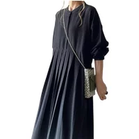 Japanese Style Autumn New Long-Sleeved Buttoned Dress