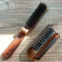 Cat Ear Boar Bristle Hair Brush Amber Foldable Portable Travel Massage Comb Salon Women Styling Tool Gift