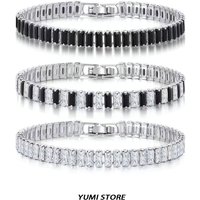 Hip Hop Luxury Zircon Bracelet For Man Woman Non Fading Titanium Steel Punk Fitness Bracelet Couple Jewelry Valentine'S Day Gift
