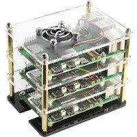 Raspberry Pi 5B/4B/3B+ Cluster Case - Stackable Acrylic Enclosure with Cooling Fan Mounts for Pi Rack