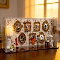 Mini DIY Museum Silhouette 3D Photo Frame Set 9pcs Mini Gold Photo Frames 5pcs Figurines Miniature Museum Scene Home Decor