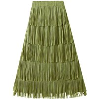 Luxury Multi Solid Colors Pleated Skirt for Women's Large Hem Folds A-line Skirts Female 2025 Loose Fashion Skirts Casual 0666