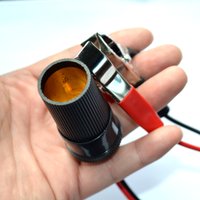 QXNY 12V 24V High-Power Car Cigarette Lighter Socket To Battery Alligator Crocodile Clip Connector Extension Cable Adapter
