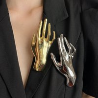Stainless Steel Exaggerated Creative Gesture Brooches For Women Men Fashion Personalized Hand Brooch Suit Lapel Pin Jewelry Gift