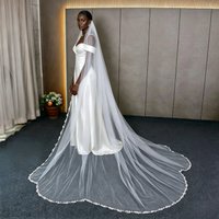 Cathedral Wedding Veil with Leaf Lace Trim Floral Train Bridal Tulle Veil Edge Embellished Elegant Nature-Inspired Veil G142