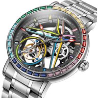 Montre Seton Tourbillon avec pierres précieuses colorées arc-en-ciel pour homme, montres de sport étanches, horloge mécanique automatique, modules de mode de luxe, 30m