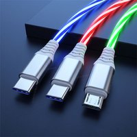 Flow Luminous USB Micro Type C Cable 5A Fast Charging Data Cord Fast Charging Cable Glowing LED Cable for Samsung Xiaomi IPhone