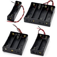 1 2 3 4 Slot DIY Batteries Clip Holder Container Black 18650 Battery Storage Box Case with Wire Lead for 18650 3.7V Battery